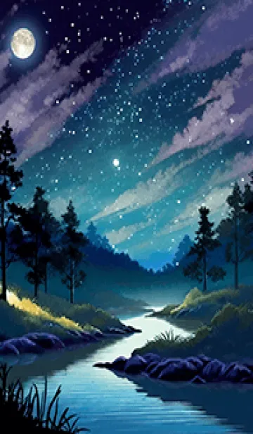 [LINE着せ替え] 綺麗な星空の夜景着せかえ#1117の画像1