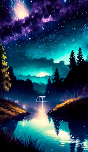 [LINE着せ替え] 綺麗な星空の夜景着せかえ#1101の画像1
