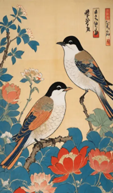 [LINE着せ替え] 浮世絵 -鳥 49b051の画像1