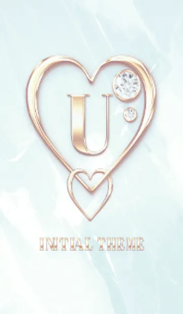 [LINE着せ替え] 【 U 】 Heart Charm & Initial - Blue 2の画像1