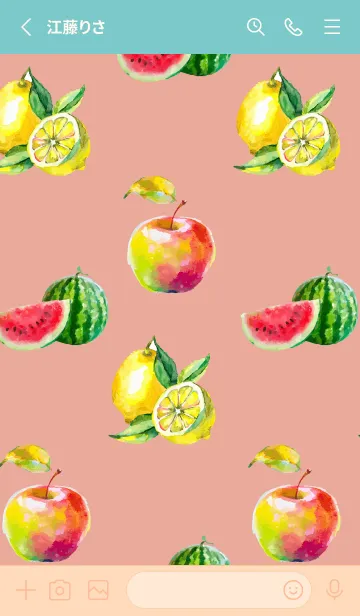 [LINE着せ替え] pink & blue フルーツフルーツフルーツの画像2
