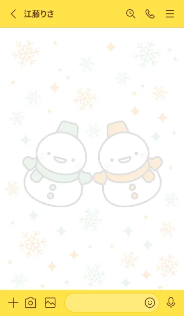 [LINE着せ替え] 緑オレンジ：スノーマンコンビ着せかえの画像2