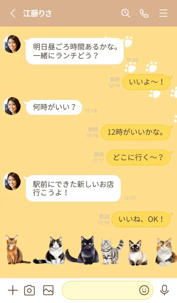 [LINE着せ替え] brown & yellow 気ままな猫の画像3