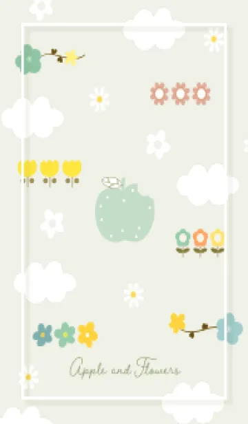 [LINE着せ替え] green 花とアップル09_1の画像1
