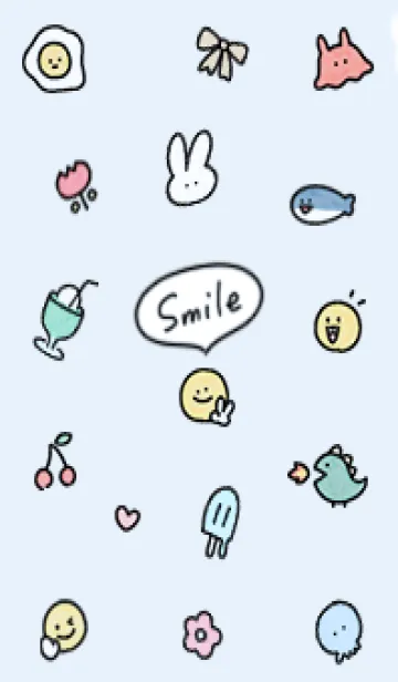 [LINE着せ替え] blue simple smile icon17_1の画像1