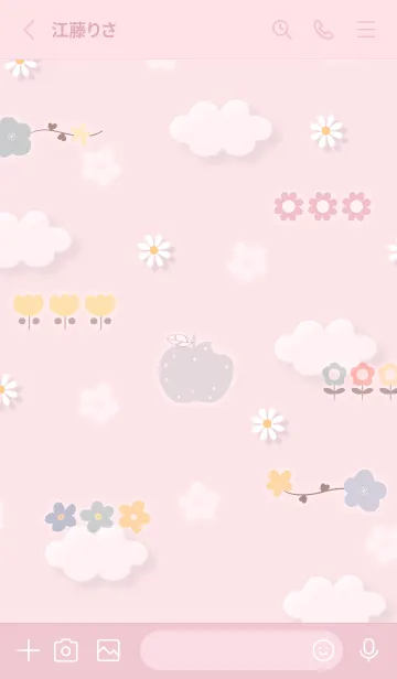 [LINE着せ替え] pink 花とアップル06_1の画像2