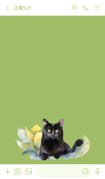 [LINE着せ替え] moss green 猫のいる時の画像2