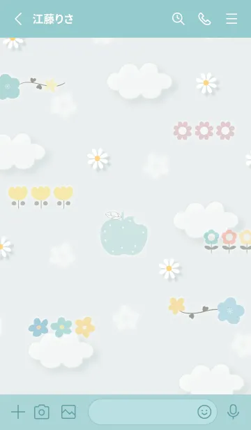 [LINE着せ替え] bluegreen 花とアップル13_1の画像2