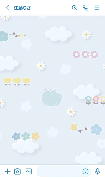 [LINE着せ替え] blue 花とアップル01_1の画像2