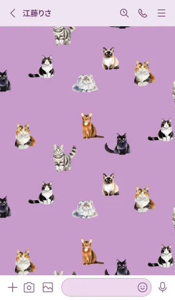 [LINE着せ替え] light purple 猫の世界の画像2