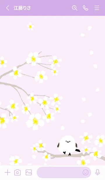 [LINE着せ替え] シマエナガ 白い花4の画像2