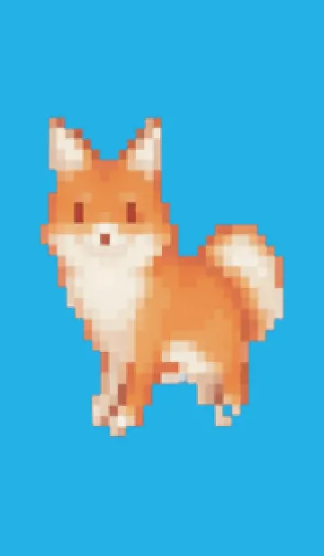 [LINE着せ替え] キツネのドット絵のきせかえ Blue 04の画像1