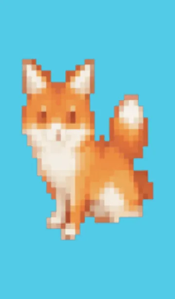 [LINE着せ替え] キツネのドット絵のきせかえ Blue 03の画像1