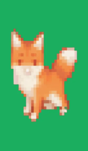 [LINE着せ替え] キツネのドット絵のきせかえ Green 01の画像1