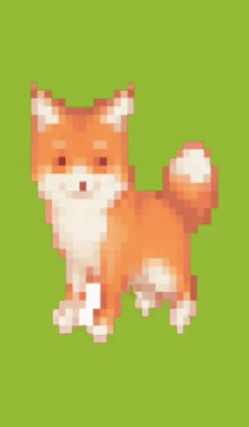 [LINE着せ替え] キツネのドット絵のきせかえ Green 03の画像1