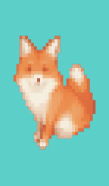 [LINE着せ替え] キツネのドット絵のきせかえ Green 10の画像1