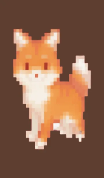 [LINE着せ替え] キツネのドット絵のきせかえ Brown 01の画像1