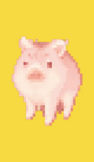 [LINE着せ替え] ブタのドット絵のきせかえ Yellow 01の画像1