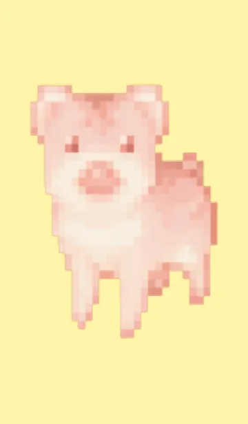 [LINE着せ替え] ブタのドット絵のきせかえ Yellow 05の画像1