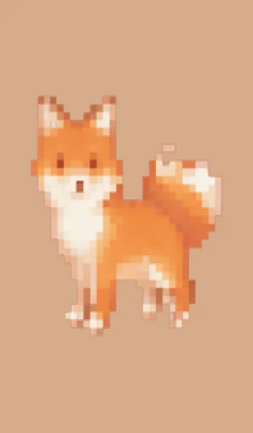 [LINE着せ替え] キツネのドット絵のきせかえ Beige 02の画像1