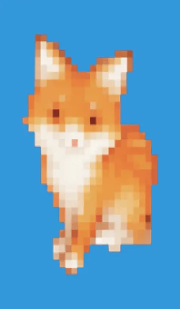 [LINE着せ替え] キツネのドット絵のきせかえ Blue 02の画像1