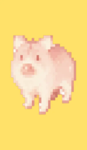 [LINE着せ替え] ブタのドット絵のきせかえ Yellow 04の画像1