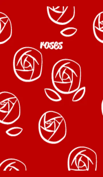 [LINE着せ替え] 線画の薔薇 赤とベージュの画像1