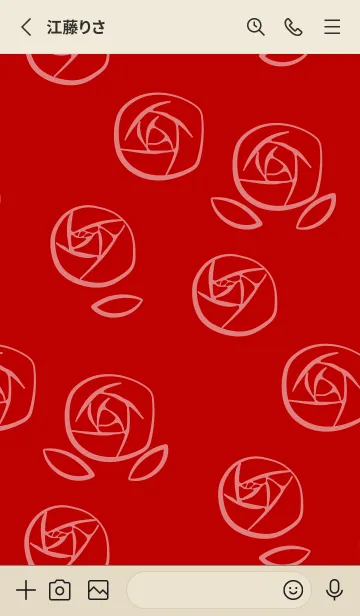 [LINE着せ替え] 線画の薔薇 赤とベージュの画像2
