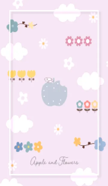 [LINE着せ替え] pinkpurple 花とアップル05_1の画像1