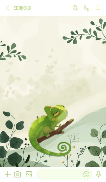 [LINE着せ替え] Veiled chameleon family/greenの画像2