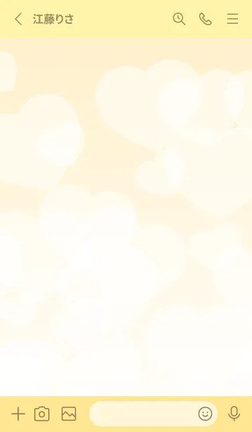 [LINE着せ替え] ハートのほわほわ 薄い黄色の画像2