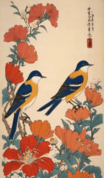 [LINE着せ替え] 浮世絵 -鳥 6D2dDcの画像1