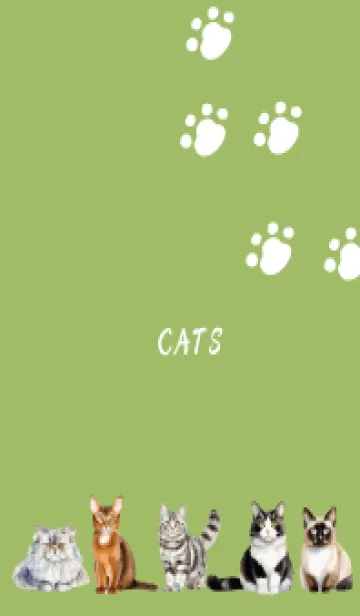 [LINE着せ替え] moss green 気ままな猫の画像1