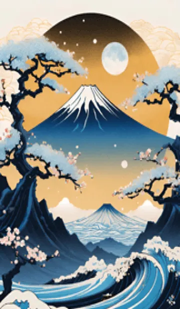 [LINE着せ替え] 浮世絵 山海桜、月 HMFvMの画像1