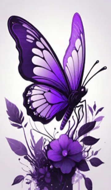 [LINE着せ替え] 幸運な紫の蝶 - 運気を高める DdoDiの画像1