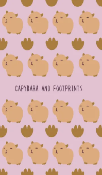 [LINE着せ替え] カピバラと足跡の着せ替え/くすみピンクの画像1
