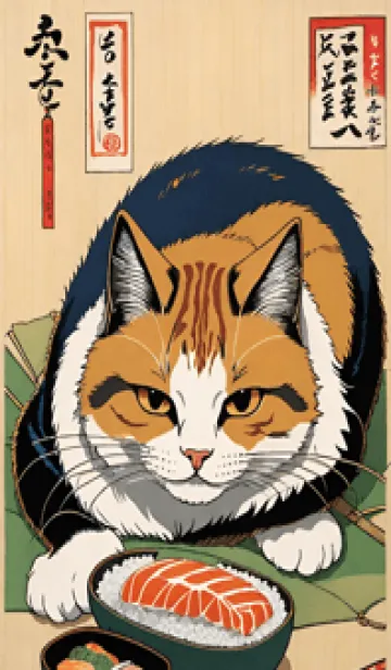 [LINE着せ替え] 浮世絵 ミャオミャオ猫 B811ABの画像1