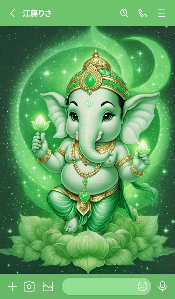 [LINE着せ替え] Ganesha, green attracts wealth(JP)の画像2