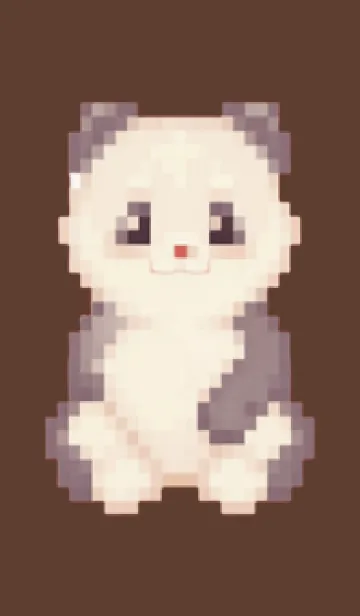 [LINE着せ替え] パンダのドット絵のきせかえ Brown 01の画像1