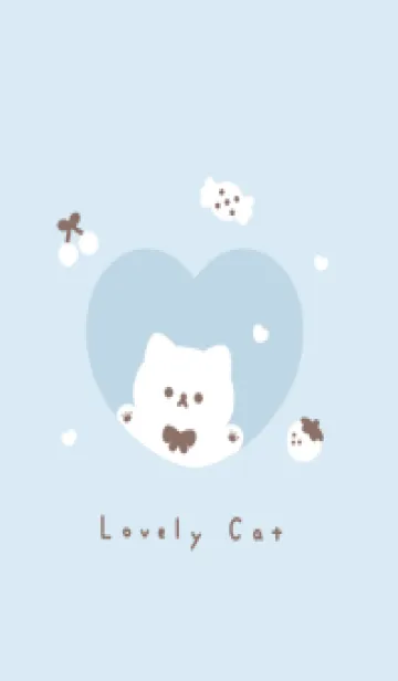 [LINE着せ替え] こねことハート / 水色と白の画像1