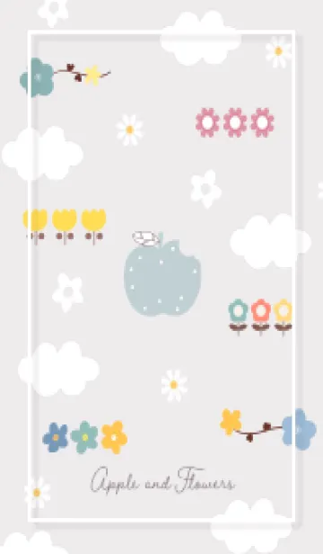 [LINE着せ替え] Greige 花とアップル14_1の画像1