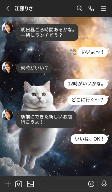 [LINE着せ替え] 【 宇宙猫 】ぽっちゃり白猫verの画像3