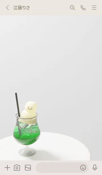 [LINE着せ替え] クリームソーダ[スノーマン][緑色]の画像2