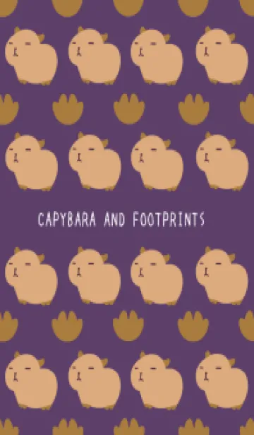 [LINE着せ替え] カピバラと足跡/ディープパープルの画像1