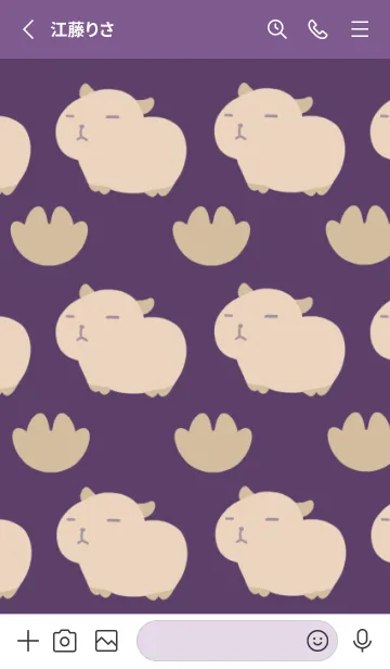 [LINE着せ替え] カピバラと足跡/ディープパープルの画像2