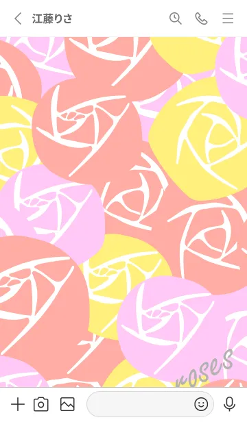 [LINE着せ替え] ピンクのバラ 白の画像2