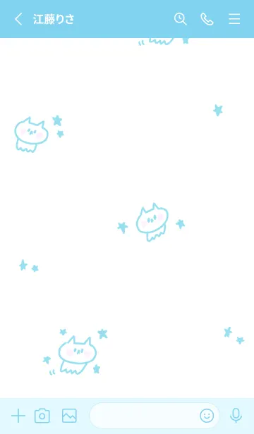 [LINE着せ替え] ねこねこ宇宙 6-5 星とねこねこ(水色)の画像2