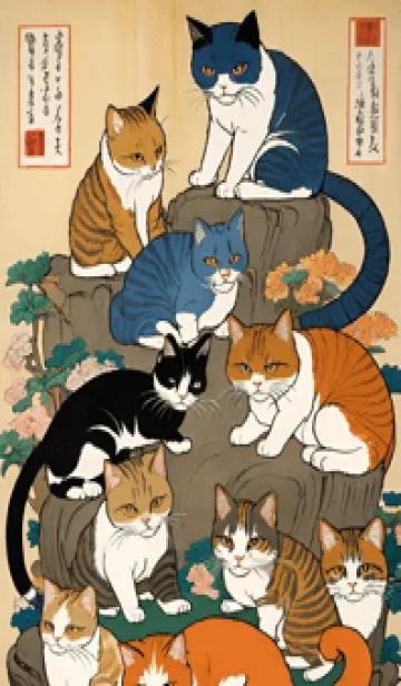 [LINE着せ替え] 浮世絵 貓 鲸鱼 RHCLNの画像1