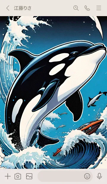 [LINE着せ替え] 浮世絵 貓 鲸鱼 OQHlNの画像2