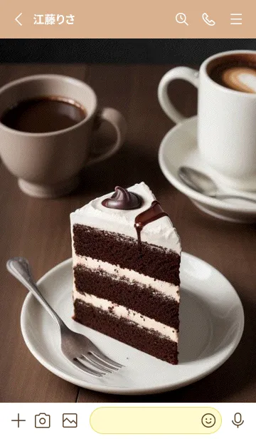[LINE着せ替え] コーヒーイチゴチョコケーキ kTfVBの画像2